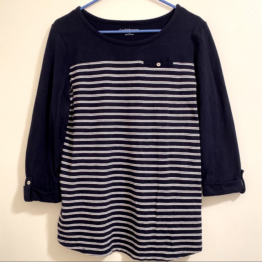 Croft and Barrow blue top White striped.